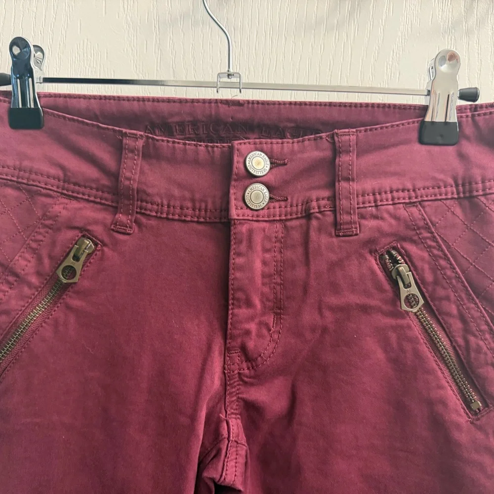 American Eagle Skinny Crop Pants Burgundy Size 0 (26” Waist)